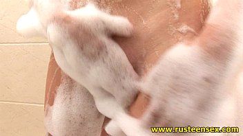 play She uses a lot of foam when she touches this male with her very hot body
